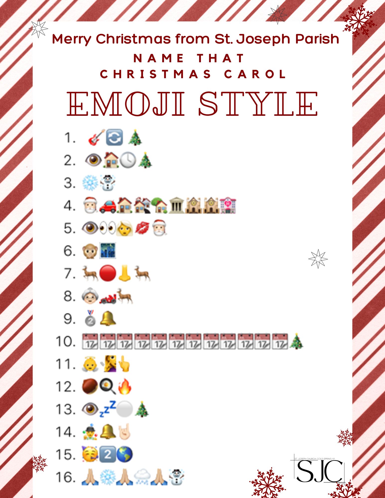 Emoji Christmas Carol Game – St Joseph Church